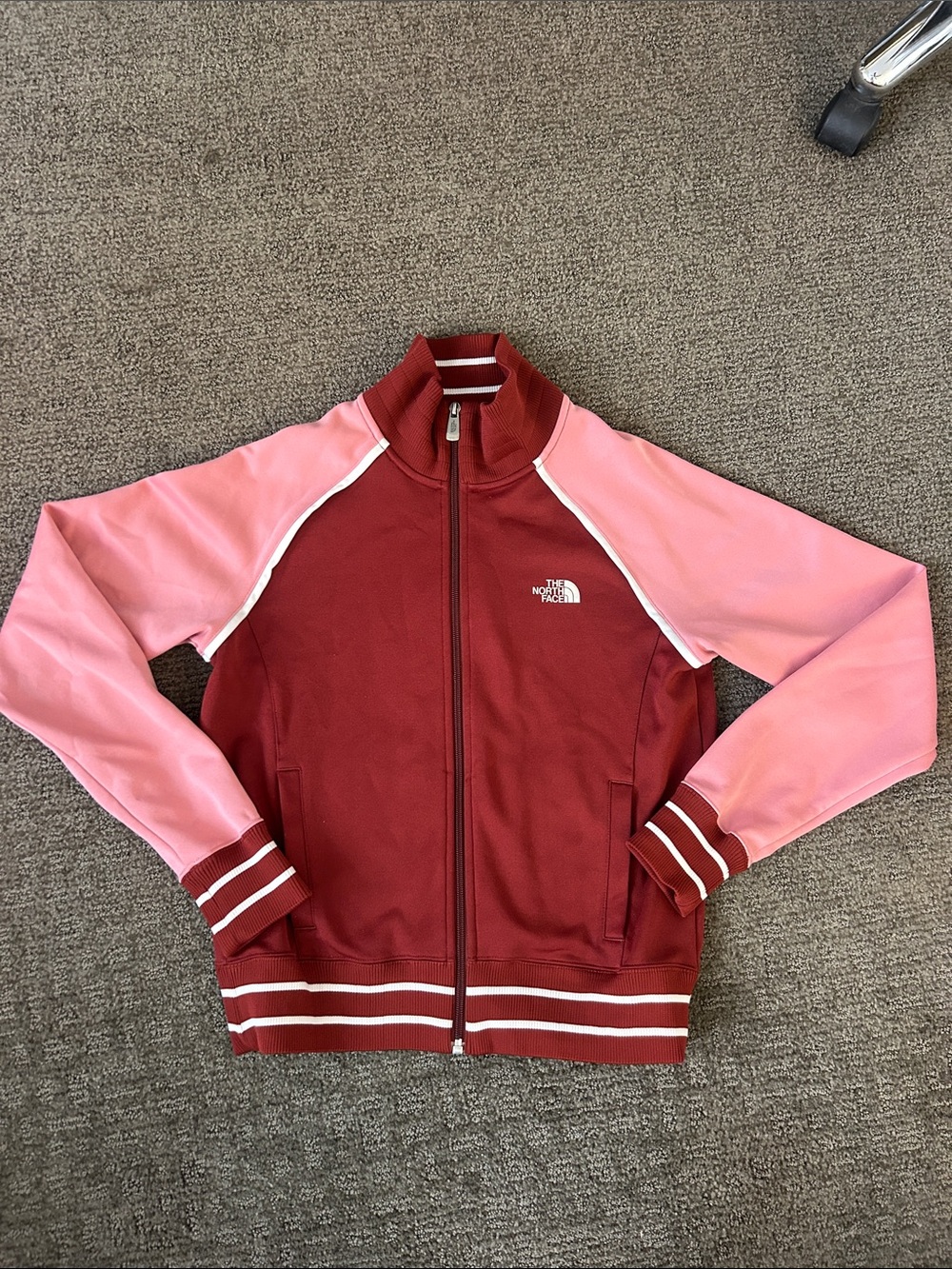 Vintage North Face Burgundy Red Jacket with Pink Raglan Sleeves